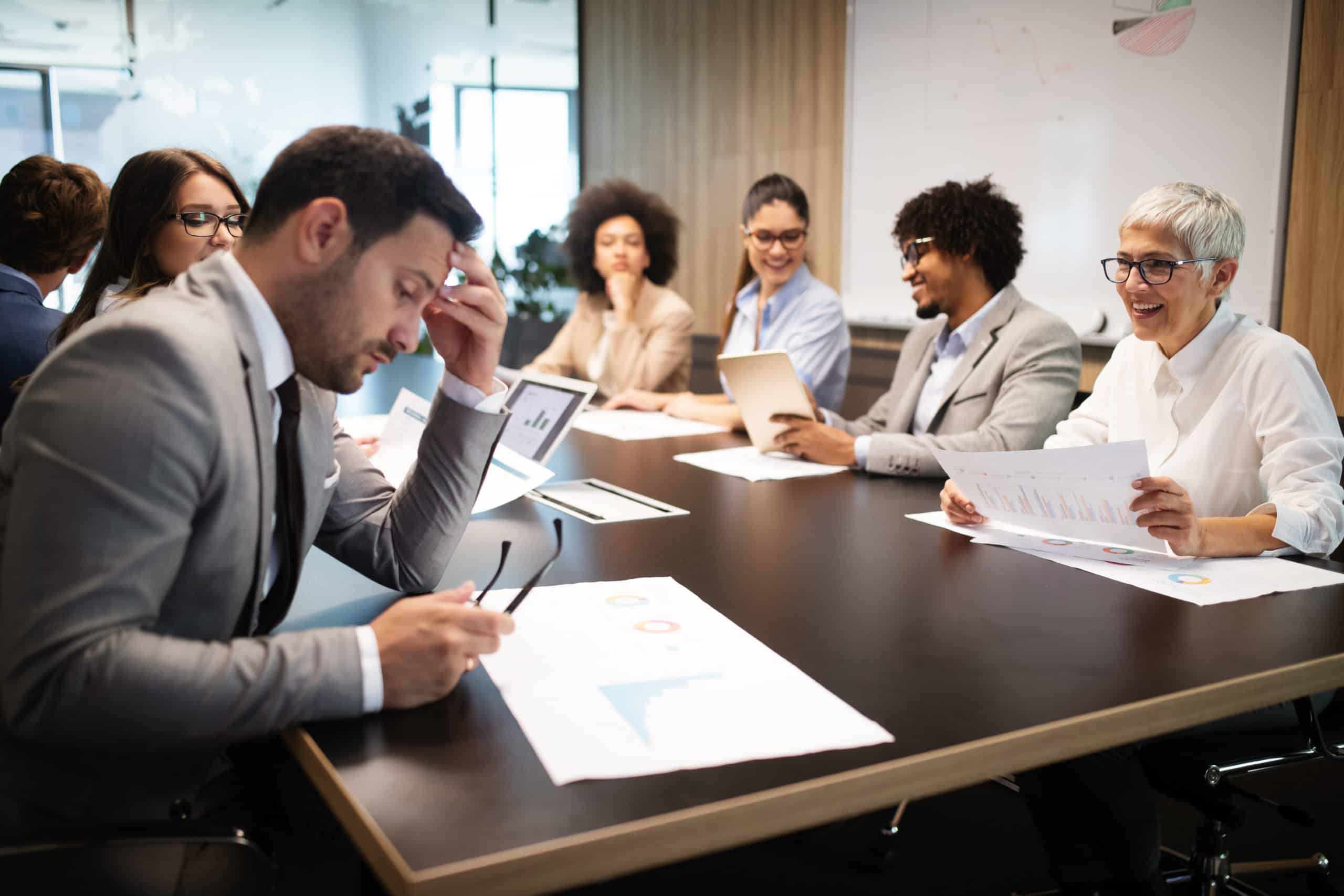 Corporate business team and manager in a meeting